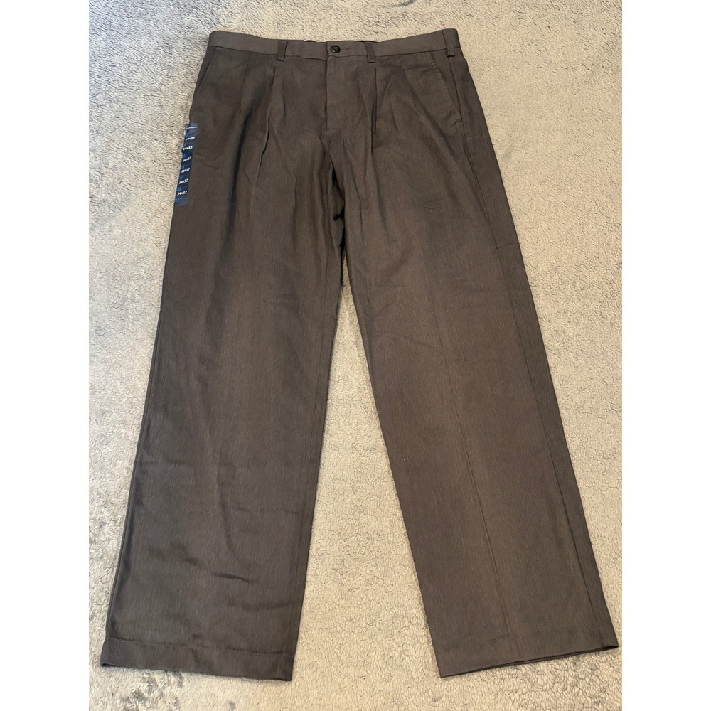 Croft & Barrow Mens 34x32 Pleated Classic Fit Easy Care Khaki Pants Charcoal
